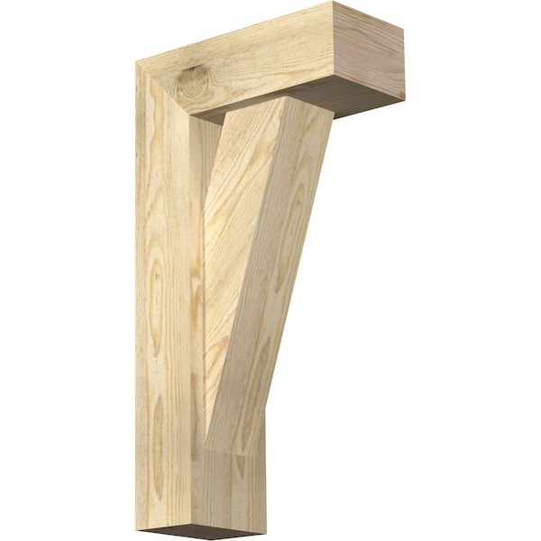 Ekena Millwork Traditional Block Rough Sawn Bracket w/ Offset Brace, Douglas Fir, 6"W x 14"D x 26"H BKT0604X14X26TRA05RDF - main